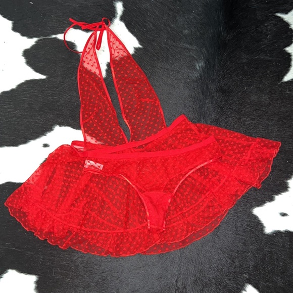 Escanté Collection Red Heart Mesh Teddy Set - Picture 4 of 5